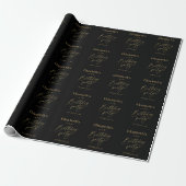 Gold & Black Moderne Geburtstagsfeier Geschenkpapier (Ungerollt)