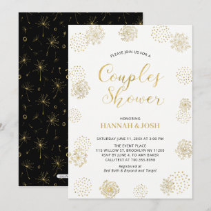 Gold & Black Moderne Stylische Hochzeitsfeier für  Einladung