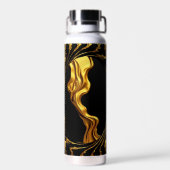 Gold Black Monochrome Achempo Opulent Swirl Liquid Trinkflasche (Rückseite)