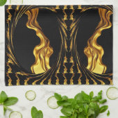 Gold Black Monochrome Design Opulent Swirl Liquid  Geschirrtuch (Gefaltet)