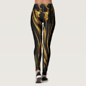 Gold Black Monochrome: Opulent Swirl Achempong Leggings (Rückseite)