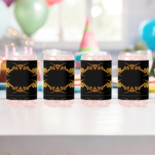 Gold Black Monochrome Opulent Swirl Liquid Achempo Dosenglas (Insitu (Geburtstag))