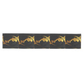Gold Black Monochrome Opulent Swirl Liquid Designe Mittelgroßer Tischläufer (Horizontal)