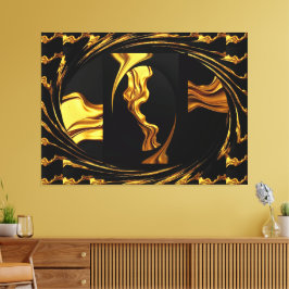 Gold Black Monochrome - Opulent Swirl Liquid Gold Leinwanddruck