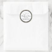 Gold Black Monogram C Wedding Vielen Dank Runder Aufkleber (Tasche)