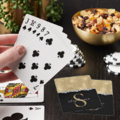 Gold Black Monogram Diamonds Elegant Luxury Custom Spielkarten (In Situ)