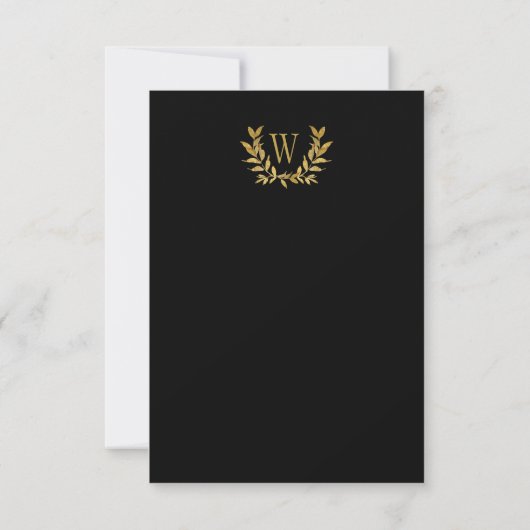 Gold Black Monogram Elegant Save The Date (Rückseite)