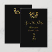 Gold Black Monogram Elegant Save The Date (Vorne/Hinten)