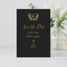 Gold Black Monogram Elegant