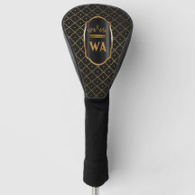 Gold Black Monogram Golf Head Cover