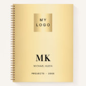 Gold Black Monogram Initial Business Notizblock (Vorderseite)