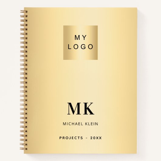 Gold Black Monogram Initial Business Notizblock (Vorderseite)