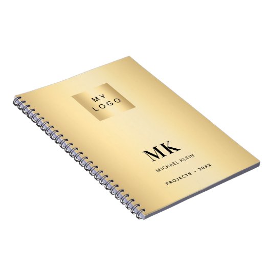Gold Black Monogram Initial Business Notizblock (Rechte Seite)