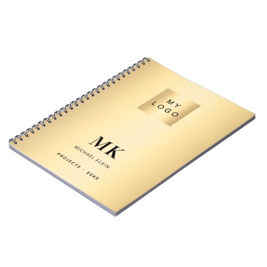 Gold Black Monogram Initial Business Notizblock (Linke Seite)