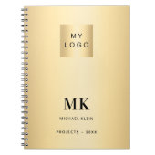 Gold Black Monogram Initial Business Notizblock (Vorderseite)