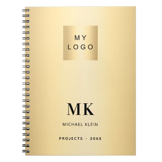 Gold Black Monogram Initial Business Notizblock (Vorderseite)