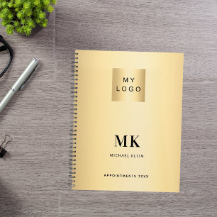 Gold Black Monogram Initials Business 2026 Planer
