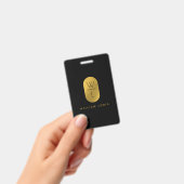 Gold & Black Monogram Modern Minimalistisch Ausweis (Handheld)