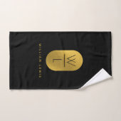 Gold & Black Monogram Modern Minimalistisch Badhandtuch Set (Handtuch)