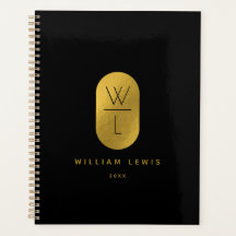 Gold & Black Monogram Modern Minimalistisch