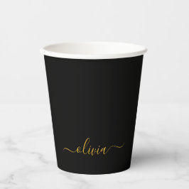 Gold Black Monogram Paper Cups Pappbecher