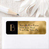 Gold Black Monogram Rücksendeadresse-Etikett (Insitu)