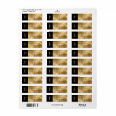 Gold Black Monogram Rücksendeadresse-Etikett (Vorne)