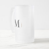 Gold & Black Monogram Wedding Mattglas Bierglas (Vorderseite Links)