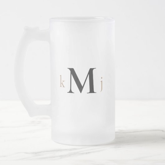Gold & Black Monogram Wedding Mattglas Bierglas (Links)