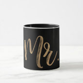 Gold & Black MR Typografie Moderne Minimalart Tasse (Zentrum)