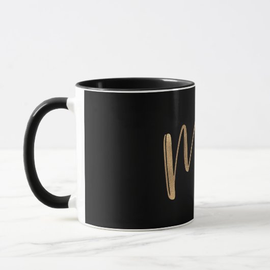 Gold & Black MR Typografie Moderne Minimalart Tasse (Links)