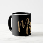 Gold & Black MR Typografie Moderne Minimalart Tasse (Vorderseite Links)