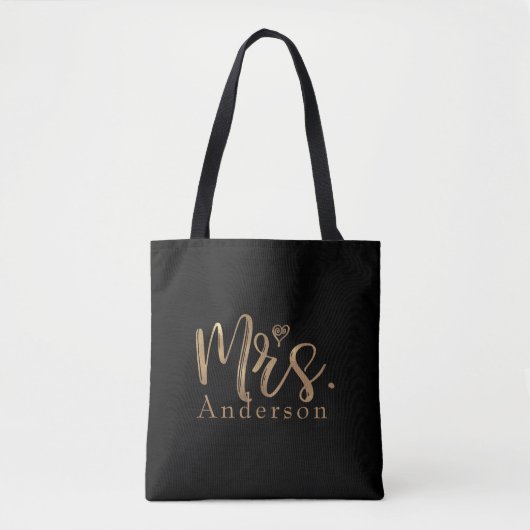 Gold & Black MRS. Typografie Moderne Minimalart Tasche (Vorderseite)