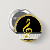 Gold Black Music Symbol Piano Board Clefs Notes Button (Vorne & Hinten)