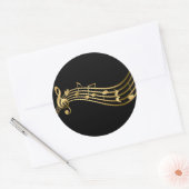 Gold & Black Musiknotens Treble Clef Elegante Runder Aufkleber (Umschlag)