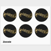 Gold & Black Musiknotens Treble Clef Elegante Runder Aufkleber (Blatt)