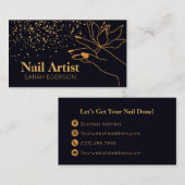 Gold Black Nail Tech Visitenkarte (Vorne/Hinten)