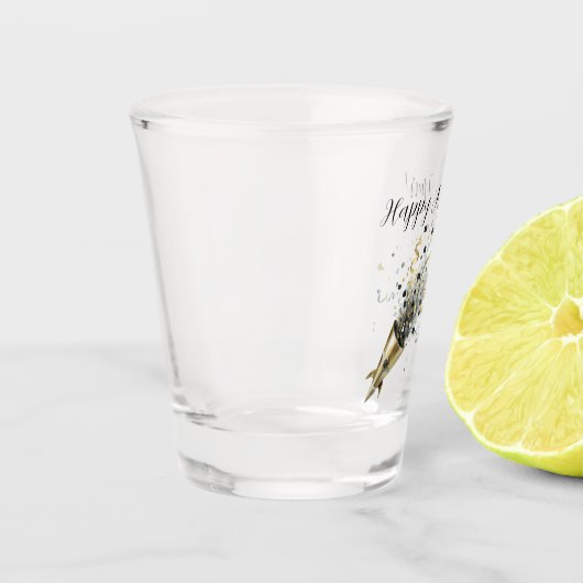 Gold Black New Year's Eve Day Celebration Schnapsglas (Links)