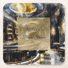 Gold Black Night Club Party Brautparty Rechteckiger Pappuntersetzer