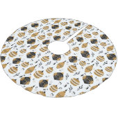 Gold Black Nordic Christmas Tree Bulbs Muster Polyester Weihnachtsbaumdecke (Schrägansicht)