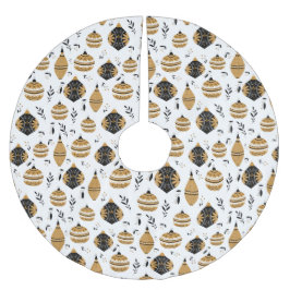 Gold Black Nordic Christmas Tree Bulbs Muster Polyester Weihnachtsbaumdecke