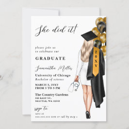 Gold Black Nurse Foto Sie tat es Abschluss Einladung