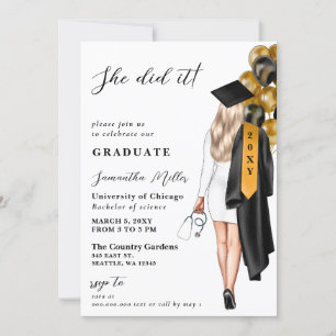 Gold Black Nurse Foto Sie tat es Abschluss Einladung