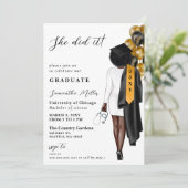 Gold Black Nurse Foto Sie tat es Abschluss Einladung (Stehend Vorderseite)