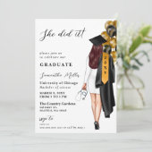 Gold Black Nurse Foto Sie tat es Abschluss Einladung (Stehend Vorderseite)