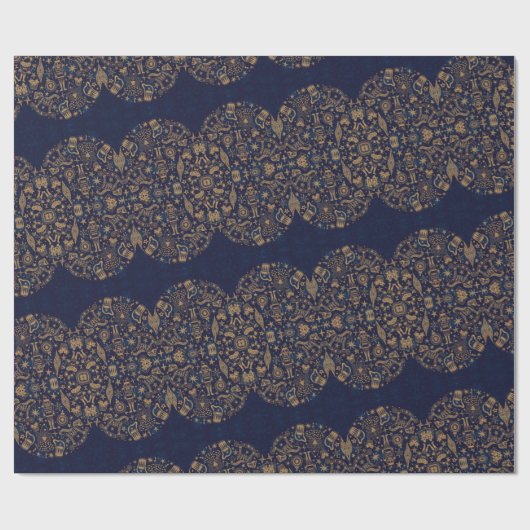 Gold & Black Nutcracker Fairies Wrapping Paper Geschenkpapier (Flach)