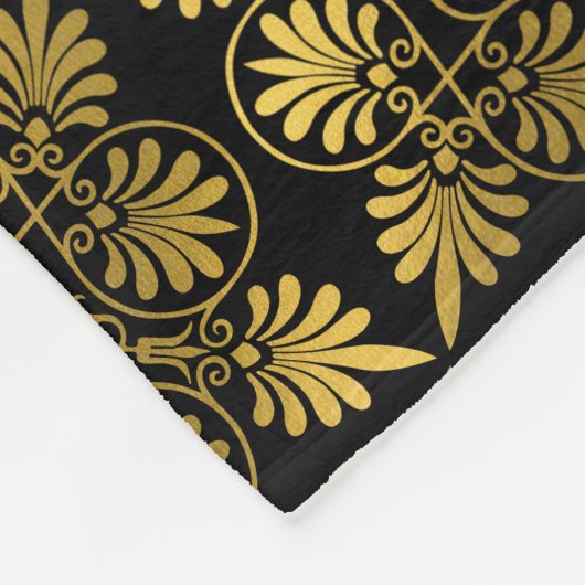 Gold Black Old Greece Meander Muster Fleecedecke (Ecke)