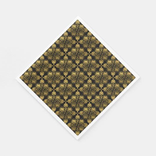 Gold Black Old Greece Meander Muster Serviette (Ecke)