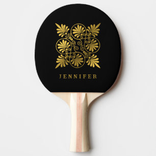 Gold Black Old Greece Monogram Tischtennis Schläger