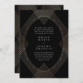 Gold Black Oval Geometric Simple Modern Gatsby Einladung (Vorne/Hinten)